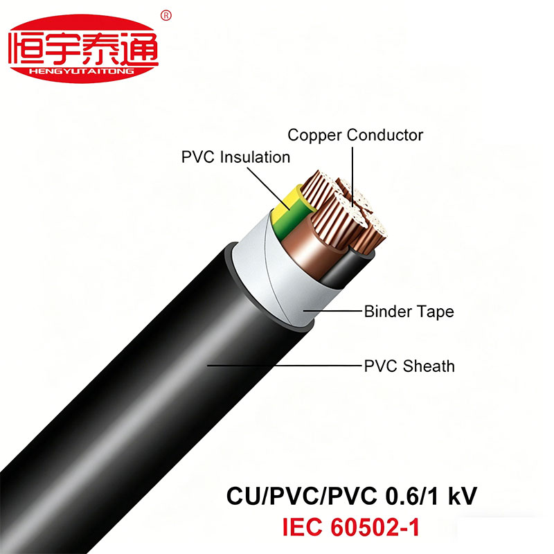 كابل الطاقة المعزول PVC ذو الجهد المنخفض من النحاس NYY